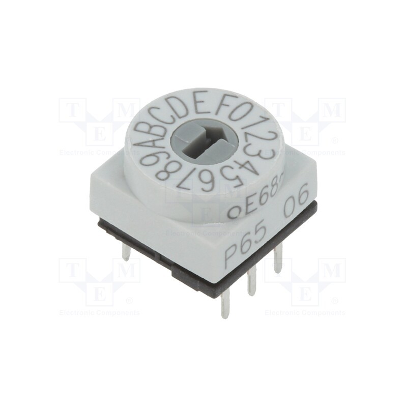 1 pcs x PTR HARTMANN - P65THR106 - Encoding switch, HEX/BCD, Pos: 16, THT, Rcont max: 80mΩ, P65