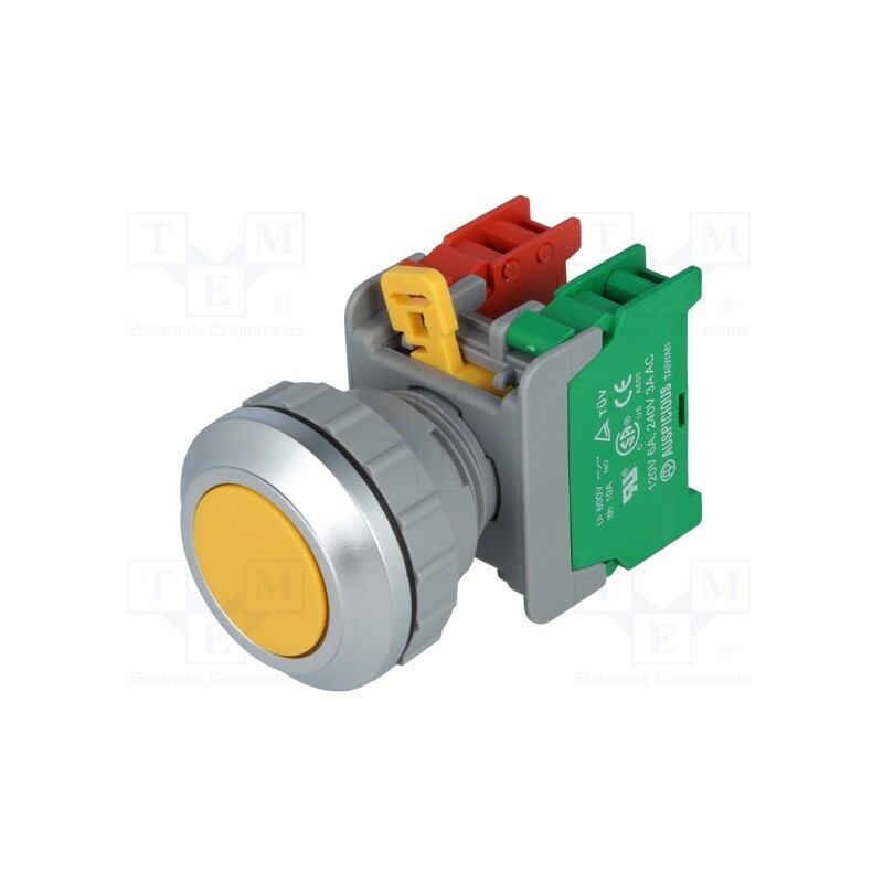 1 pcs x AUSPICIOUS - XB30-1O/C Y - Switch: push-button, 30mm, Stabl.pos: 1, NC + NO, yellow, IP65, XB30