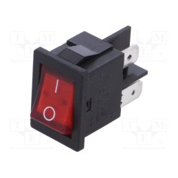 1 pcs x BULGIN - H8553VBBR3076W - ROCKER, DPST, Pos: 2, ON-OFF, 10A/250VAC, red, neon lamp, 230V, 8500