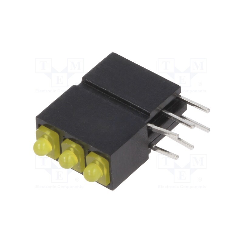 1 pcs x MENTOR - 1905.777 - LED, in housing, yellow, 1.8mm, No.of diodes: 3, 20mA, 70°, 5÷17mcd
