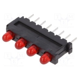 1 pcs x MENTOR - 2311.2431 - LED, in housing, red, 2.8mm, No.of diodes: 4, 20mA, 60°, 15÷30mcd