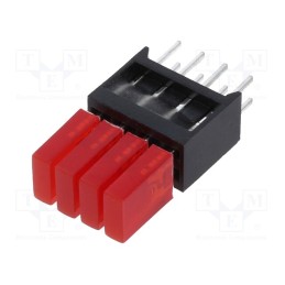 1 pcs x MENTOR - 2413.2433 - LED, in housing, red, 1.8mm, No.of diodes: 4, 20mA, 110°, 3÷7mcd