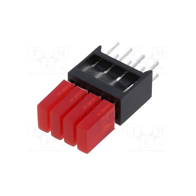 1 pcs x MENTOR - 2413.2433 - LED, in housing, red, 1.8mm, No.of diodes: 4, 20mA, 110°, 3÷7mcd