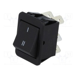 1 pcs x BULGIN - C1560ABMBB722W - ROCKER, DPDT, Pos: 2, ON-ON, 16A/250VAC, 20A/28VDC, black, none, 1550
