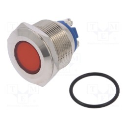 1 pcs x NINIGI - IND22-12R-S - Indicator: LED, flat, red, 12VDC, 12VAC, Ø22mm, screw, brass
