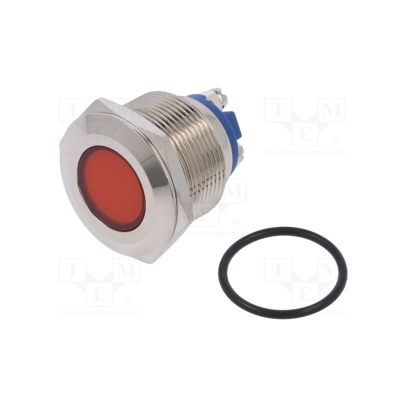 1 pcs x NINIGI - IND22-12R-S - Indicator: LED, flat, red, 12VDC, 12VAC, Ø22mm, screw, brass
