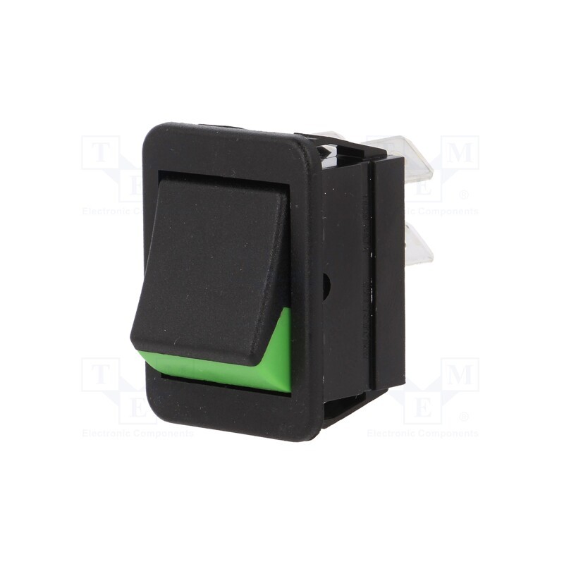 1 pcs x BULGIN - C1350XBMBBG - ROCKER, DPST, Pos: 2, ON-OFF, 16A/250VAC, black-green, none, 1350
