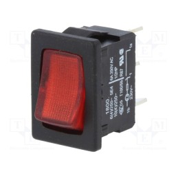 1 pcs x Marquardt - 1800.1102 - ROCKER, SPST, Pos: 2, ON-OFF, 10A/250VAC, red, IP40, LED, 100mΩ
