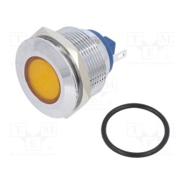 1 pcs x NINIGI - IND22-24Y-C - Indicator: LED, flat, yellow, 24VDC, 24VAC, Ø22mm, brass