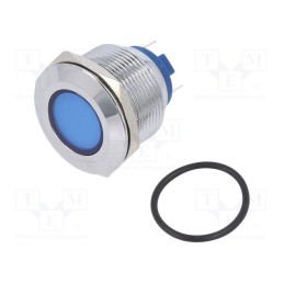 1 pcs x NINIGI - IND22-24B-C - Indicator: LED, flat, blue, 24VDC, 24VAC, Ø22mm, brass, Body: silver
