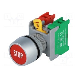 1 pcs x AUSPICIOUS - PBF22-1O/C R STOP - Switch: push-button, 22mm, Stabl.pos: 1, NC + NO, red, none, IP65
