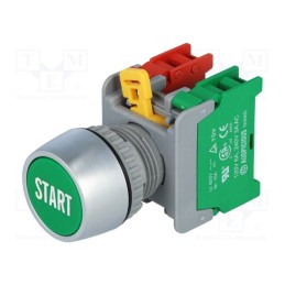 1 pcs x AUSPICIOUS - PBF22-1O/C G START - Switch: push-button, 22mm, Stabl.pos: 1, NC + NO, green, none, IP65