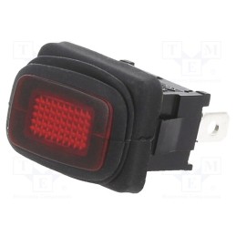 1 pcs x SWITCH COMPONENTS - RF3-1A-DC-2-RL - ROCKER, SPST, Pos: 2, ON-OFF, 16A/12VDC, red, IP65, LED, Body: black