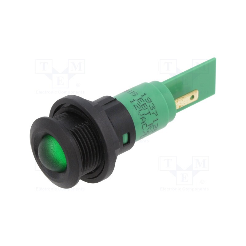 1 pcs x CML INNOVATIVE TECHNOLOGIES - 19371251 - Indicator: LED, green, 12VDC, 12VAC, Ø16mm