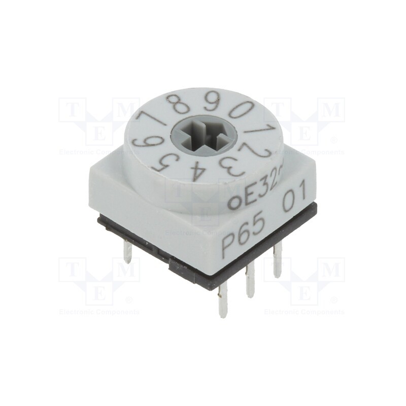 1 pcs x PTR HARTMANN - P65THR701 - Encoding switch, DEC/BCD, Pos: 10, THT, Rcont max: 80mΩ, P65