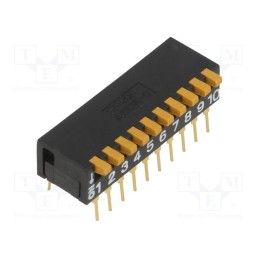 1 pcs x OMRON OCB - A6DR-0100 - Switch: DIP-SWITCH, Poles number: 10, ON-OFF, 0.03A/30VDC, Pos: 2