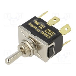 1 pcs x CANAL ELECTRONIC - T7A23A3B2H5R - Switch: toggle, Pos: 3, DP3T, ON-OFF-ON, 10A/250VAC, Toggle: round