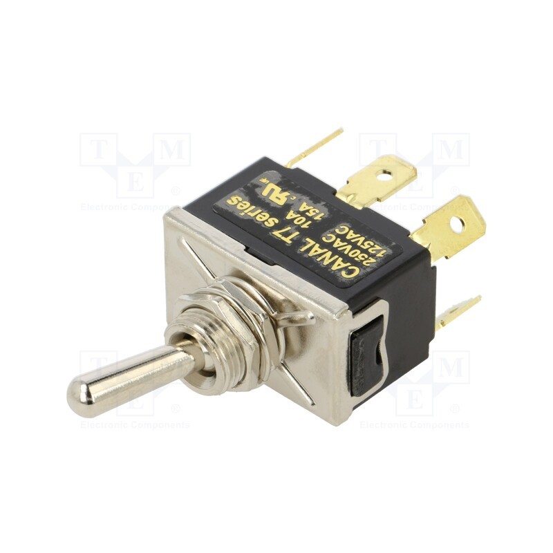 1 pcs x CANAL ELECTRONIC - T7A22A3B2H5R - Switch: toggle, Pos: 2, DPDT, ON-ON, 10A/250VAC, Toggle: round, 1.5kV