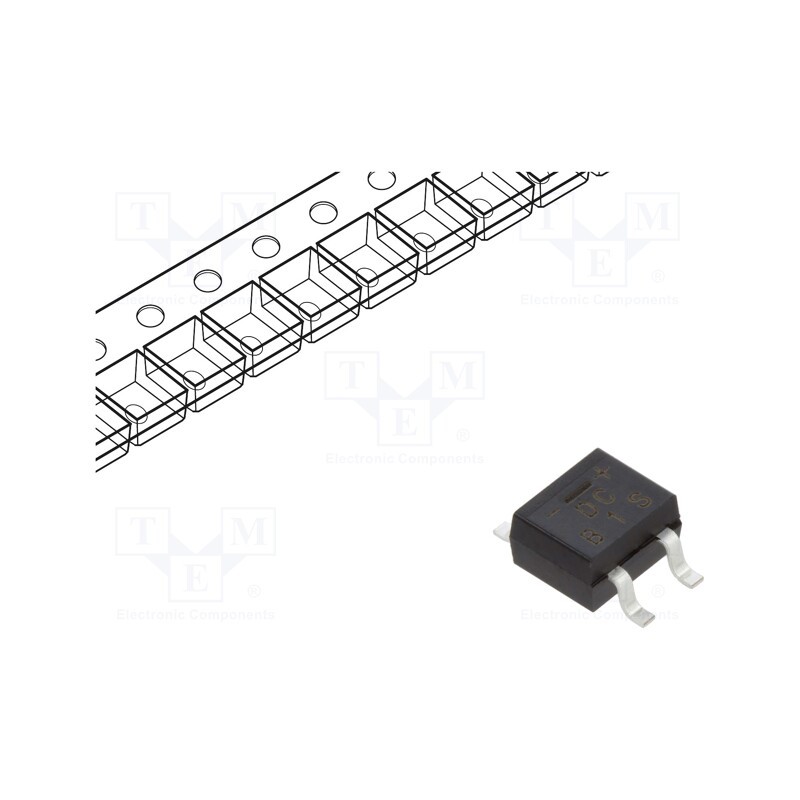 5 pcs x DC COMPONENTS - B1S - Bridge rectifier: single-phase, 100V, If: 0.5A, Ifsm: 30A, DB-1MS