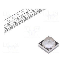 1 pcs x ProLight Opto - PB2D-3JLA-G - Power LED, UV, 35°, 700mA, λd: 390÷400nm, Pmax: 3W, 3.5x3.5x3.05mm