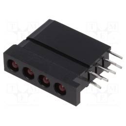 1 pcs x MENTOR - 2040.2031 - LED, in housing, red, 3.3mm, No.of diodes: 4, 20mA, 60°, 1.2÷4mcd