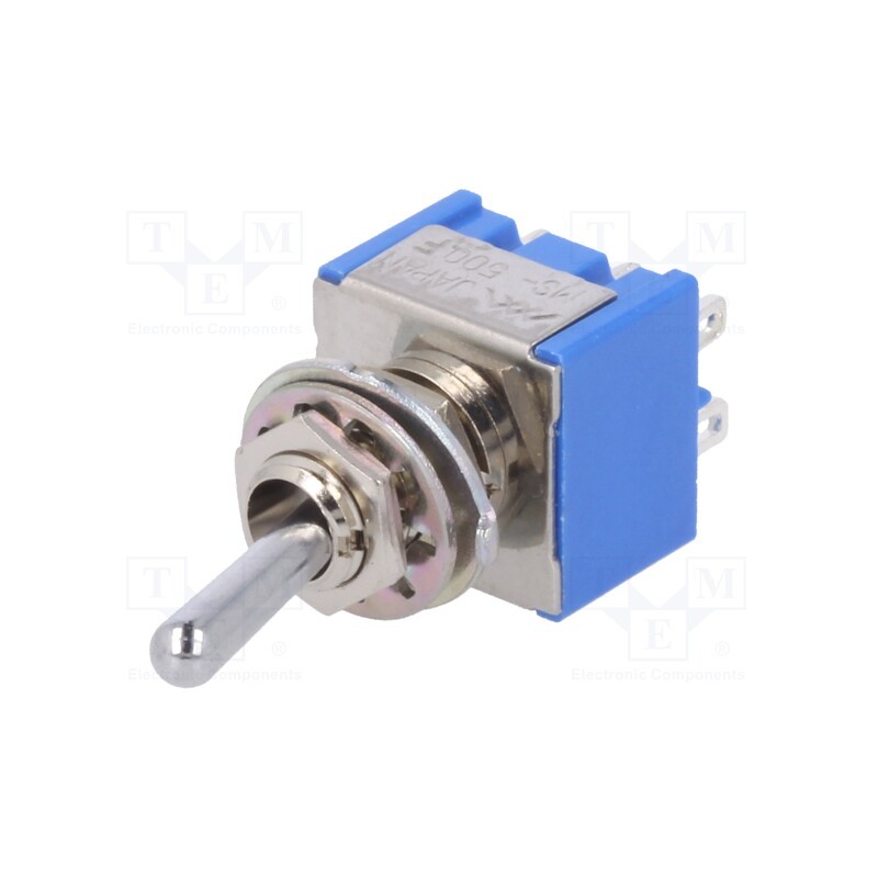 1 pcs x MIYAMA - MS-500F-B - Switch: toggle, Pos: 2, DPDT, ON-ON, 6A/125VAC, Leads: for soldering