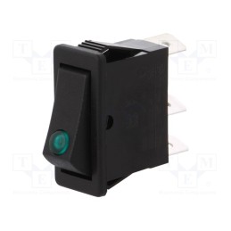 1 pcs x BULGIN - C5503PLGR3 - ROCKER, SPST, Pos: 2, ON-OFF, 16A/250VAC, black, neon lamp, 250V