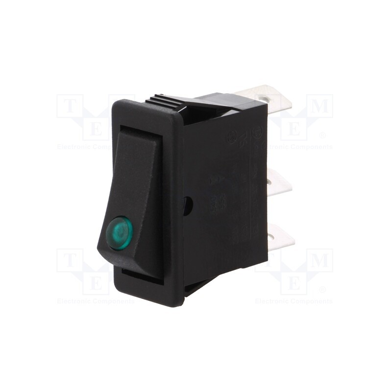 1 pcs x BULGIN - C5503PLGR3 - ROCKER, SPST, Pos: 2, ON-OFF, 16A/250VAC, black, neon lamp, 250V
