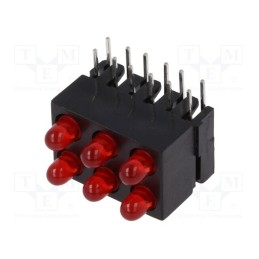 1 pcs x MENTOR - 1801.322 - LED, in housing, red, 2.8mm, No.of diodes: 6, 20mA, 60°, 1.2÷4mcd
