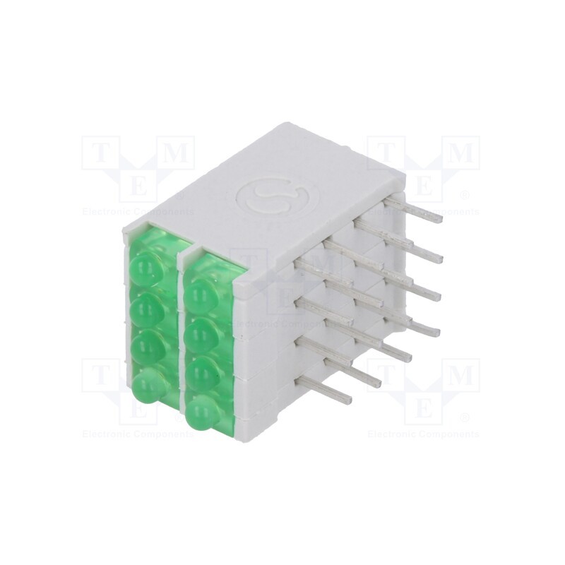 1 pcs x SIGNAL-CONSTRUCT - DBI04322 - LED, in housing, green, 1.8mm, No.of diodes: 8, 10mA, 38°, 2.1V