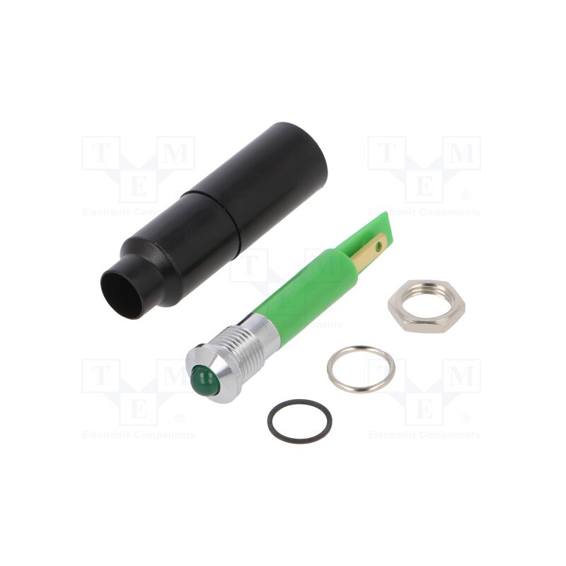 1 pcs x SIGNAL-CONSTRUCT - SWQU08728A - Indicator: LED, prominent, green, 230VAC, Ø8.2mm, IP67, metal