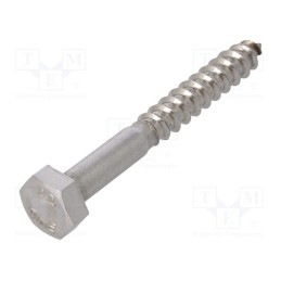 100 pcs x BOSSARD - 1266594 - Screw, for wood, 6x50, Head: hexagonal, none, 10mm, Head height: 4mm