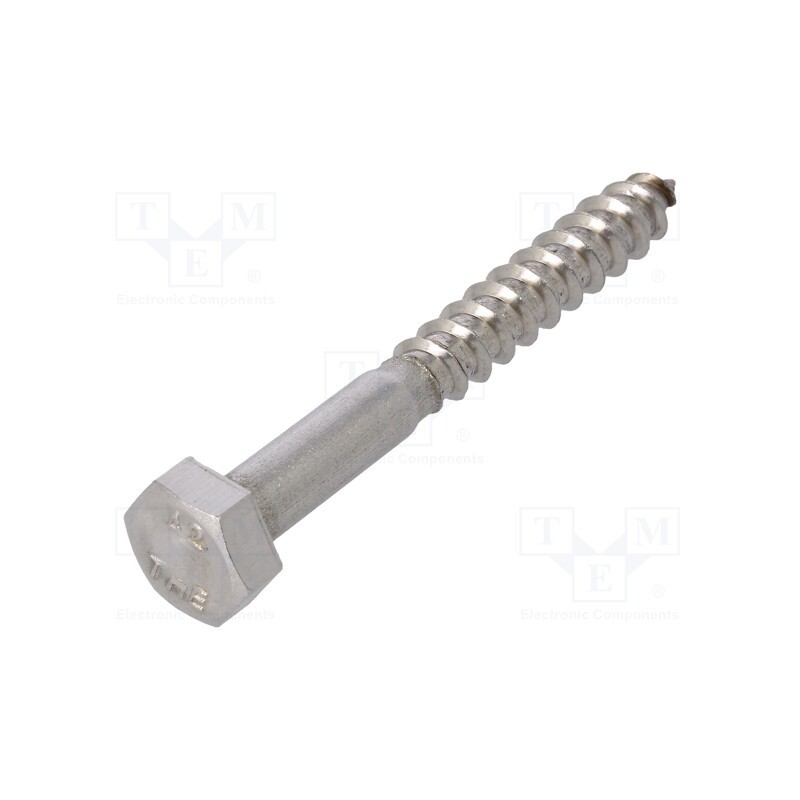 100 pcs x BOSSARD - 1266594 - Screw, for wood, 6x50, Head: hexagonal, none, 10mm, Head height: 4mm