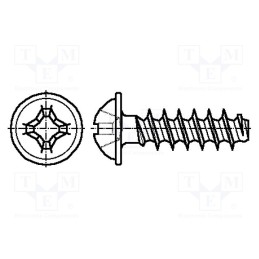 100 pcs x BOSSARD - 2001667 - Screw, for plastic, 4x18, Head: button, Phillips, PH2, steel, zinc
