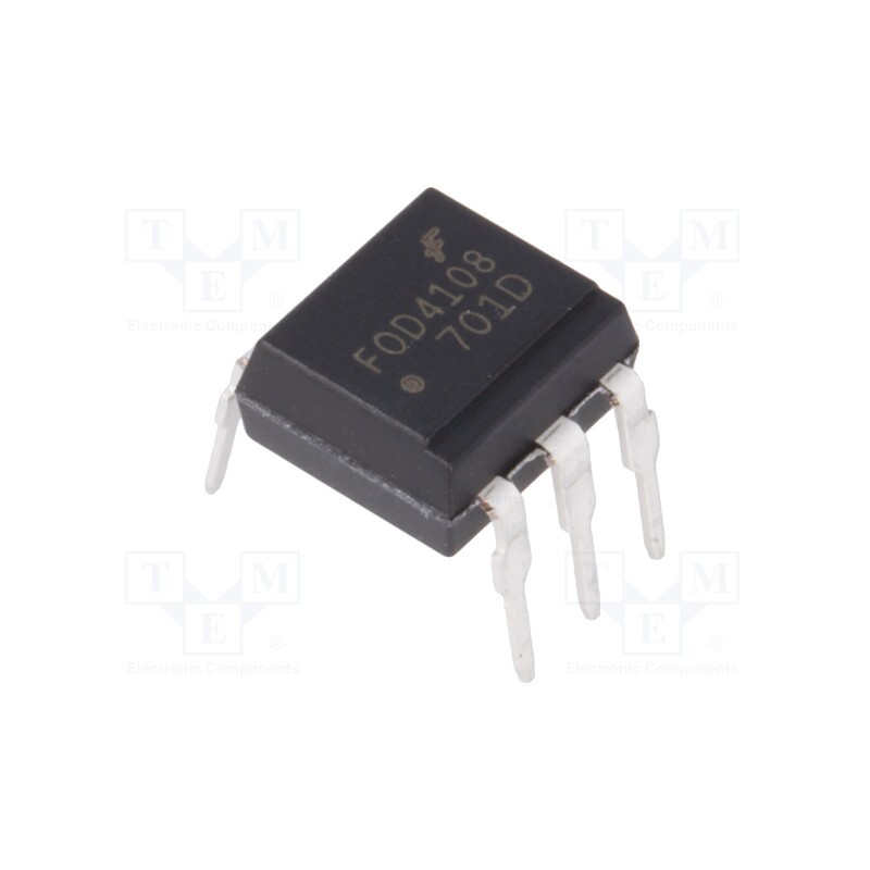 1 pcs x ONSEMI - FOD4108 - Optotriac, 5kV, triac, DIP6, Ch: 1, FOD4108, 10kV/μs, t(on): 60us