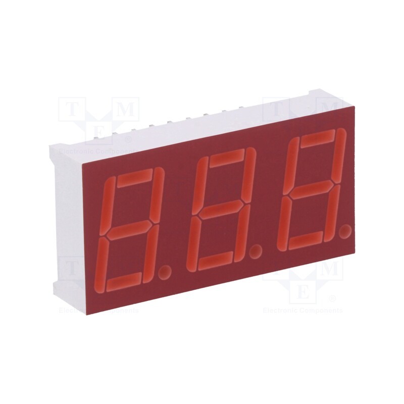 1 pcs x LITEON - LTM-8522HR - Display: LED, 7-segment, 14.22mm, 0.56', No.char: 3, red, 0.8÷2.4mcd