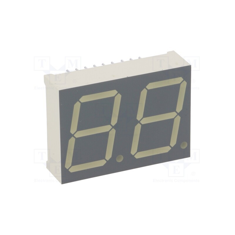 1 pcs x KINGBRIGHT ELECTRONIC - DA08-11GWA - Display: LED, 7-segment, 20mm, 0.8', No.char: 2, green, 3÷10.5mcd