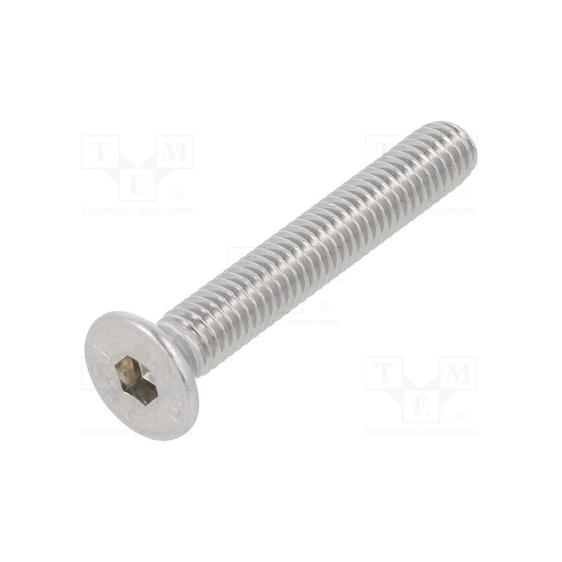 100 pcs x KRAFTBERG - K6X40-ISO10642-A2 - Screw, M6x40, 1, Head: countersunk, hex key, HEX 4mm, DIN 7991