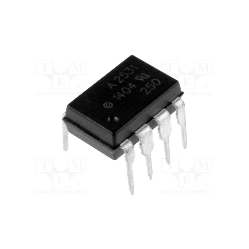 1 pcs x BROADCOM (AVAGO) - HCPL-2531-000E - Optocoupler, THT, Ch: 2, OUT: transistor, 3.75kV, 1Mbps, DIP8