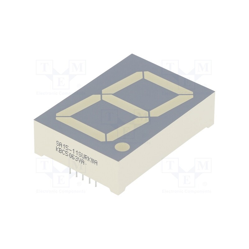 1 pcs x KINGBRIGHT ELECTRONIC - SA15-11SURKWA - Display: LED, 7-segment, 38.1mm, 1.5', No.char: 1, red, 88÷210mcd