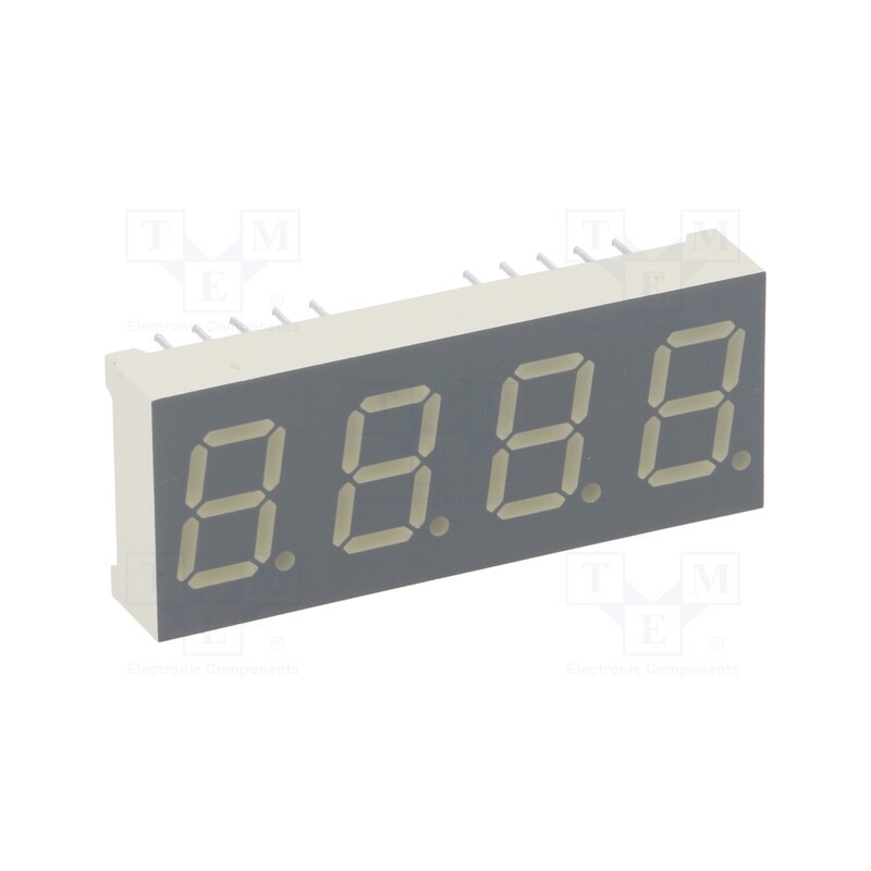 1 pcs x KINGBRIGHT ELECTRONIC - CC04-41SRWA - Display: LED, 7-segment, 10mm, 0.4', No.char: 4, red, 8÷18mcd