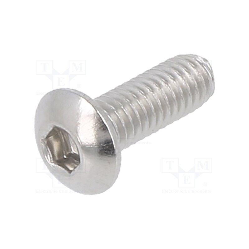100 pcs x KRAFTBERG - M3X8/ISO7380-1-A2 - Screw, M3x8, 0.5, Head: button, hex key, HEX 2mm, ISO 7380-1
