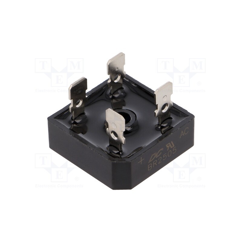 1 pcs x DC COMPONENTS - BR2505 - Bridge rectifier: single-phase, Urmax: 50V, If: 25A, Ifsm: 400A
