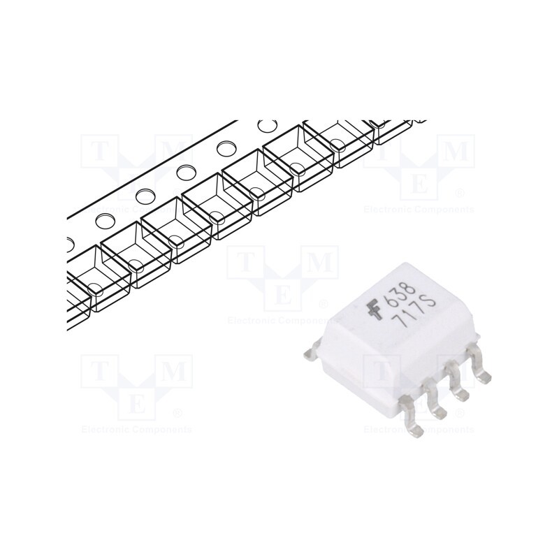 1 pcs x ONSEMI - HCPL0638 - Optocoupler, SMD, Ch: 2, OUT: logic, 3.75kV, 10Mbps, SO8, 10kV/μs
