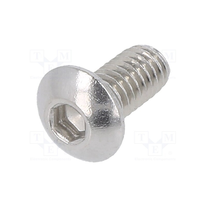 100 pcs x KRAFTBERG - M4X8/ISO7380-1-A2 - Screw, M4x8, 0.7, Head: button, hex key, HEX 2,5mm, ISO 7380-1