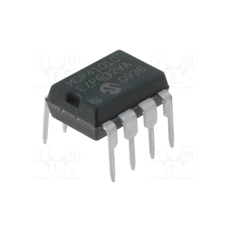 1 pcs x MICROCHIP TECHNOLOGY - MCP41010-E/P - IC: digital potentiometer, 10kΩ, SPI, 8bit, DIP8, THT, Ch: 1,