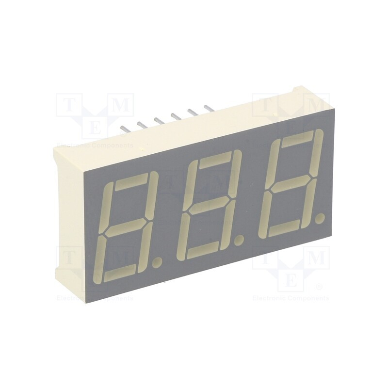 1 pcs x KINGBRIGHT ELECTRONIC - BA56-12GWA - Display: LED, 7-segment, 14.2mm, 0.56', No.char: 3, green, 3÷10.5mcd