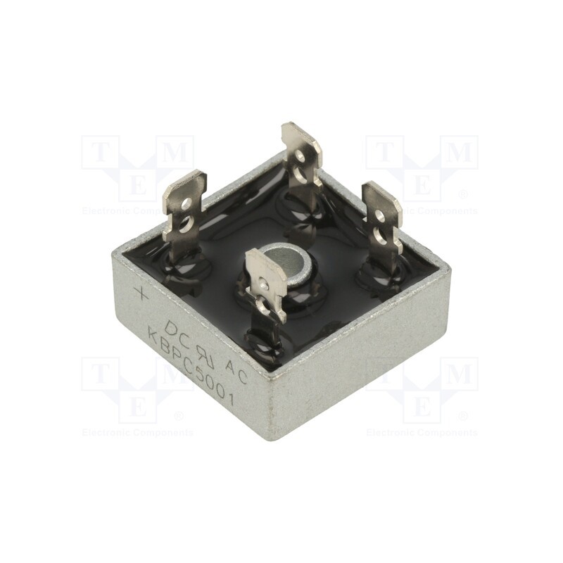 1 pcs x DC COMPONENTS - KBPC5001 - Bridge rectifier: single-phase, Urmax: 100V, If: 50A, Ifsm: 500A
