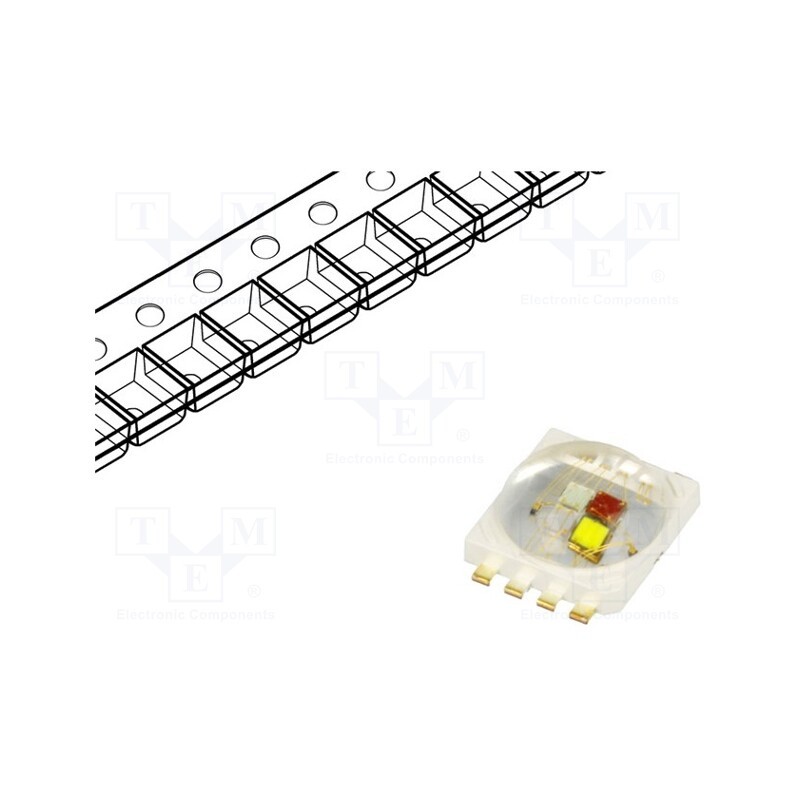 1 pcs x ProLight Opto - PC8N-5L4E-C - Power LED, RAGB, 140°, 350mA, Pmax: 5W, 9.1x7x3.1mm, 45÷52lm, Hornet