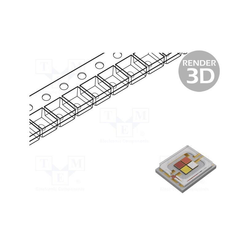 1 pcs x ProLight Opto - PBED-15F4E-A - LED, RAGB, quadcolour,EMITER, 120°, 700mA, 15W, 4.68x5.75x1.2mm